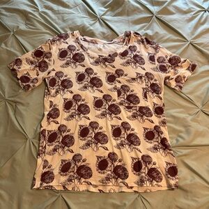 Kate Quinn Beige and Brown Floral Women's Tee